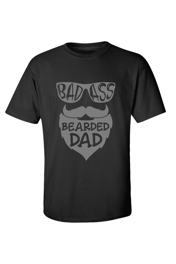 Men's Father's Day BA Bearded Dad Funny Short Sleeve Graphic T-shirt-Black-large