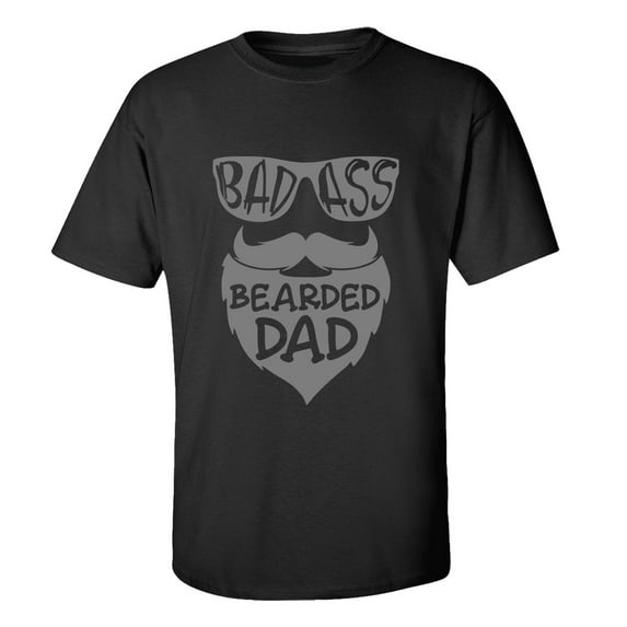 Men's Father's Day BA Bearded Dad Funny Short Sleeve Graphic T-shirt-Black-medium
