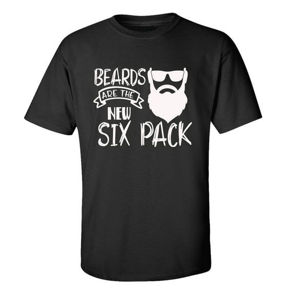 Men's Father's Day Beards Are The New Six Pack Funny Short Sleeve Graphic T-shirt-Black-large