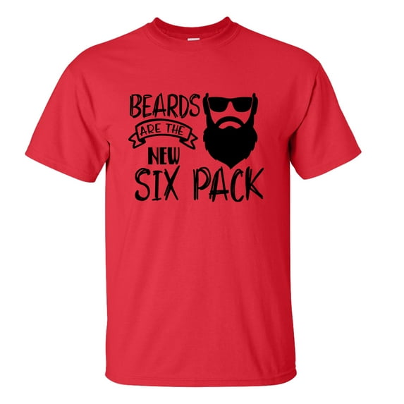 Men's Father's Day Beards Are The New Six Pack Funny Short Sleeve Graphic T-shirt-Red-large
