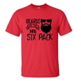 thumbnail image 1 of Men's Father's Day Beards Are The New Six Pack Funny Short Sleeve Graphic T-shirt-Red-small, 1 of 4