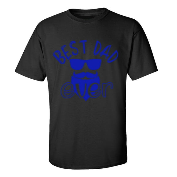 Men's Father's Day Best Dad Ever Bearded Dad with Sunglasses Funny Short Sleeve Graphic T-shirt-Black-xl