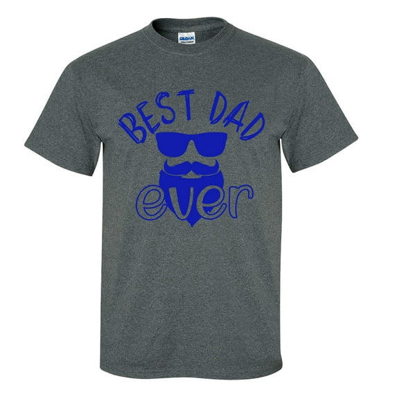 Men's Father's Day Best Dad Ever Bearded Dad with Sunglasses Funny Short Sleeve Graphic T-shirt-Heather Grey-5xl