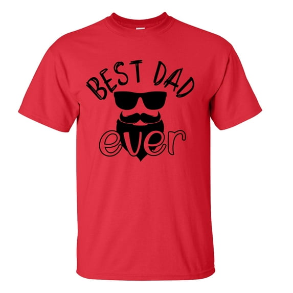 Men's Father's Day Best Dad Ever Bearded Dad with Sunglasses Funny Short Sleeve Graphic T-shirt-Red-5xl