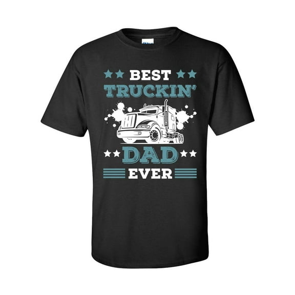 Men's Father's Day Best Truckin' Dad Ever Truck Driver Short Sleeve T-shirt-Black-4xl