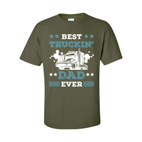 Men's Father's Day Best Truckin' Dad Ever Truck Driver Short Sleeve T-shirt-Military-4xl