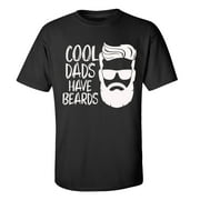 Men's Father's Day Cool Dads Have Beards Funny Short Sleeve Graphic T-shirt-Black-small