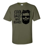 Mens Fathers Day Cool Dads Have Beards Funny Short Sleeve Graphic T-shirt-Military-large