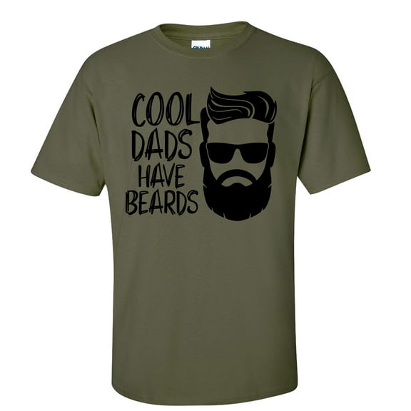 Men's Father's Day Cool Dads Have Beards Funny Short Sleeve Graphic T-shirt-Military-large