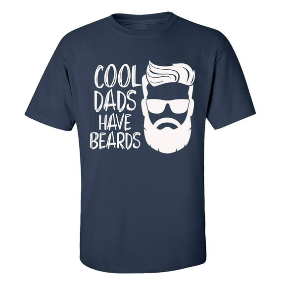 Men's Father's Day Cool Dads Have Beards Funny Short Sleeve Graphic T-shirt-Navy-6xl