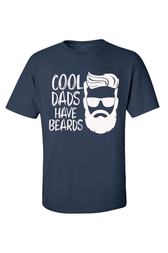 Men's Father's Day Cool Dads Have Beards Funny Short Sleeve Graphic T-shirt-Navy-xl