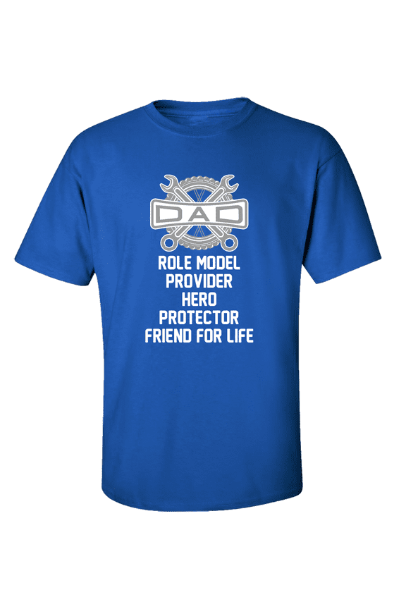 Men's Father's Day Dad Role Model Provider Hero Protector Friend For Life Short Sleeve T-shirt-Royal-small