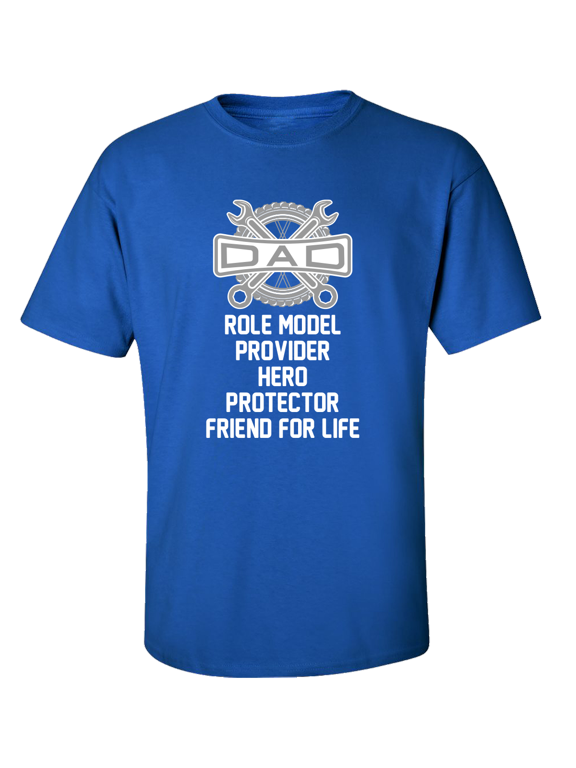 Men's Father's Day Dad Role Model Provider Hero Protector Friend For Life Short Sleeve T-shirt-Royal-small