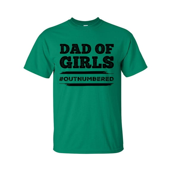 Men's Father's Day Dad of Girls #OutnumbeSports Grey Short Sleeve T-shirt-Kelly Green-small