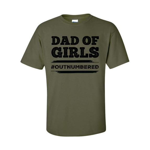 Men's Father's Day Dad of Girls #OutnumbeSports Grey Short Sleeve T-shirt-Military-xl