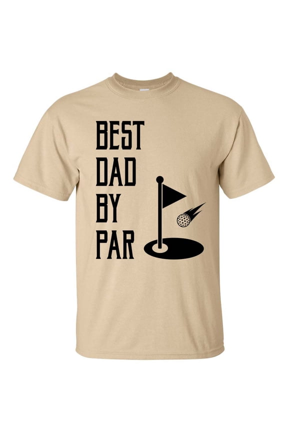 Men's Father's Day Golf Best Dad By Par Short Sleeve T-shirt-Tan-small