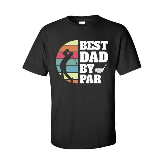 Men's Father's Day Golf Swing Best Dad By Par Short Sleeve T-shirt-Black-large