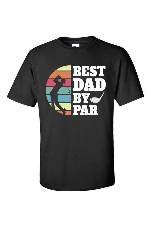 Men's Father's Day Golf Swing Best Dad By Par Short Sleeve T-shirt-Black-xl