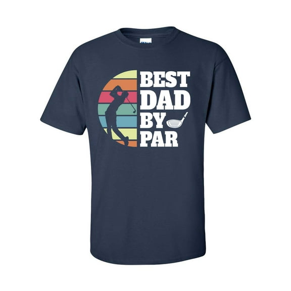 Men's Father's Day Golf Swing Best Dad By Par Short Sleeve T-shirt-Navy-large