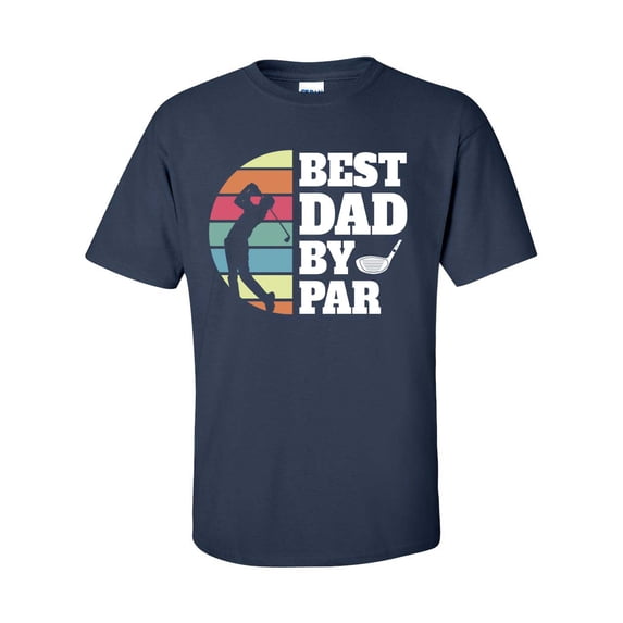 Men's Father's Day Golf Swing Best Dad By Par Short Sleeve T-shirt-Navy-xl