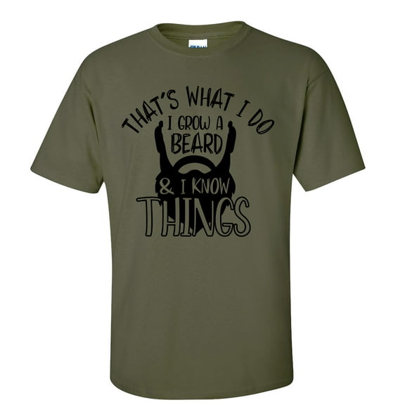 Men's Father's Day I Grow A Beard and Know Things Funny Short Sleeve Graphic T-shirt-Military-xxl