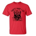 thumbnail image 1 of Men's Father's Day I Grow A Beard and Know Things Funny Short Sleeve Graphic T-shirt-Red-small, 1 of 4