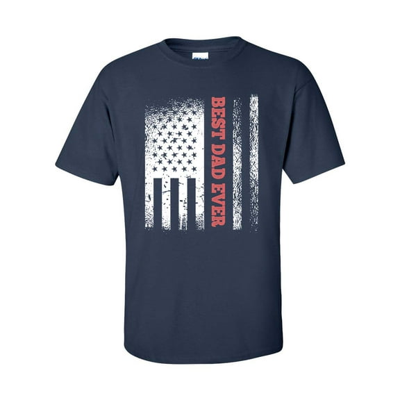 Men's Father's Day Patriotic Best Dad Ever Short Sleeve T-shirt-Navy-xxl