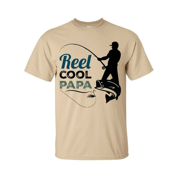 Men's Father's Day Reel Cool Papa Short Sleeve T-shirt-Sand-small