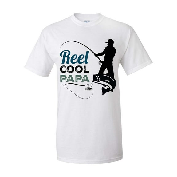 Men's Father's Day Reel Cool Papa Short Sleeve T-shirt-White-small