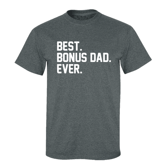 Men's Father's Day Step Dad Best Bonus Dad Ever Short Sleeve T-shirt-Heather Grey-xl