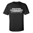 thumbnail image 1 of Men's Father's Day Surviving Fatherhood One Beer At A Time Funny Short Sleeve Graphic T-shirt-Black-xxl, 1 of 4