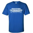 thumbnail image 1 of Men's Father's Day Surviving Fatherhood One Beer At A Time Funny Short Sleeve Graphic T-shirt-Royal-4xl, 1 of 4
