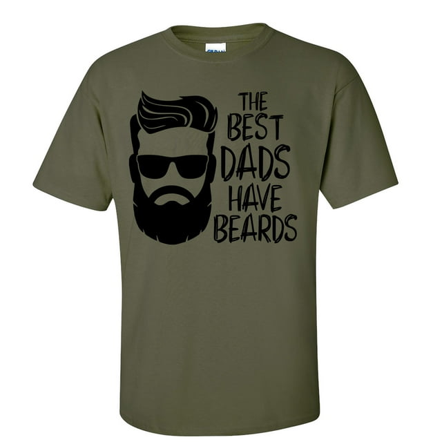 Men's Father's Day The Best Dads Have Beards Funny Short Sleeve Graphic T-shirt-Military-small