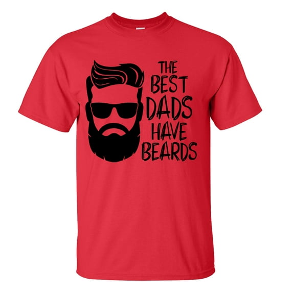 Men's Father's Day The Best Dads Have Beards Funny Short Sleeve Graphic T-shirt-Red-large