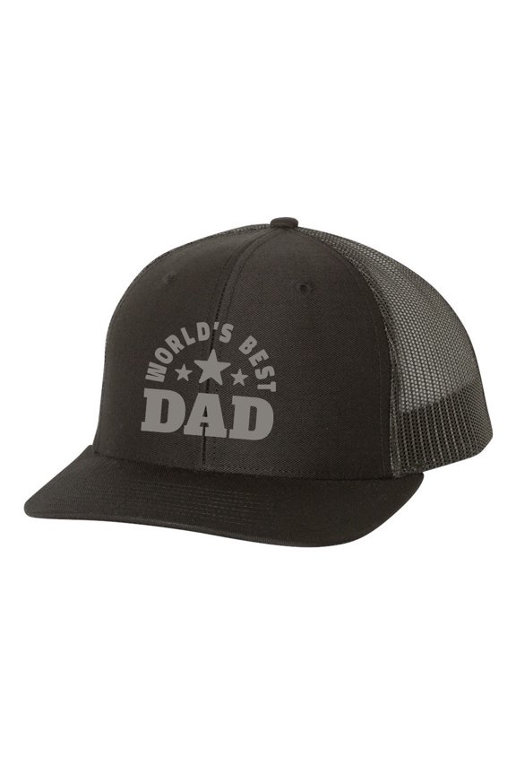 Men's Father's Day World's Best Dad Embroidered Mesh Back Trucker Hat, Black/Black