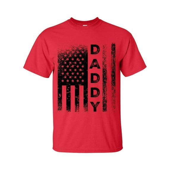 Men's Father's day Patriotic America Flag Daddy Short Sleeve T-shirt-Red-large