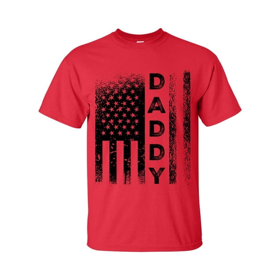 Men's Father's day Patriotic America Flag Daddy Short Sleeve T-shirt-Red-xl