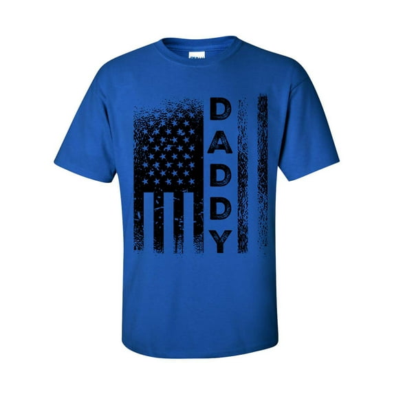 Men's Father's day Patriotic America Flag Daddy Short Sleeve T-shirt-Royal-medium