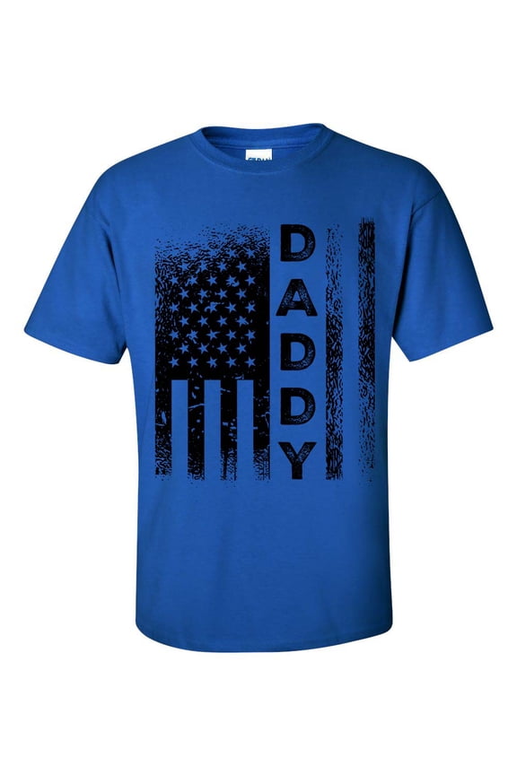 Men's Father's day Patriotic America Flag Daddy Short Sleeve T-shirt-Royal-xl