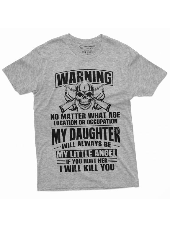 Men's Fathers day Dad Daughter T-shirt my Little Angel Papa Daddy Tee Shirt (Small Grey)