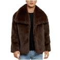 thumbnail image 1 of Men’s Faux Fur Cardigan Jacket Fluffy Lapel Collar Long Sleeve Zip Up Fall Winter Warm Fleece Lined Soft Fashion Outerwear Coat, 1 of 9