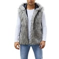 thumbnail image 1 of Men's Faux Fur Hooded Jacket Vest Light Gray XL, 1 of 5