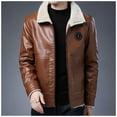 thumbnail image 1 of Men’s Faux Fur Leather Jacket Autumn Winter Fleece Lined Coat Vintage Bomber Jacket Zip-Up Motorcycle Bomber Jacket Casual Tops Coats For Men Up to 65% off Clear!Clearance!!!, 1 of 9