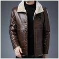 thumbnail image 1 of Men’s Faux Fur Leather Jacket Autumn Winter Fleece Lined Coat Vintage Bomber Jacket Zip-Up Motorcycle Bomber Jacket Casual Tops Coats For Men Up to 65% off Clear!Clearance!!!, 1 of 9