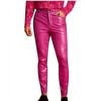 Men's Faux Leather Activewear Leggings Slim Fit Tight Pants Long Pu Pants Clubwear Casual Hip-Hop Pants Solid Color Pants Red