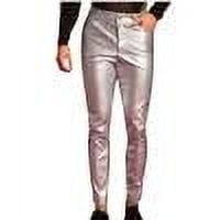 Men's Faux Leather Activewear Leggings Slim Fit Tight Pants Long Pu Pants Clubwear Casual Hip-Hop Pants Solid Color Pants Silver