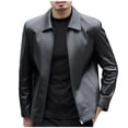 thumbnail image 1 of Men's Faux Leather Bomber Jacket Motorcycle Lapel Asymmetric Zip Up Slim Fit Biker Coat Thickening Parka with Pocket, 1 of 7
