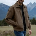 thumbnail image 1 of Men’s Faux Leather Jacket Midweight Vintage Casual Full-Zip Solid Color Motorcycle Coat with Pockets Coffee 3XL, 1 of 4