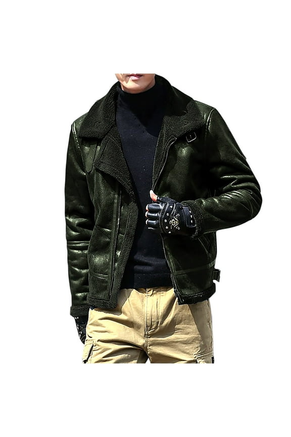 Men's Faux Leather Jacket Motorcycle Jacket Fleece Lining Waterproof Windproof PU Moto Vintage Bomber Sherpa Jackets