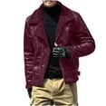 thumbnail image 1 of Men's Faux Leather Jacket Motorcycle Jacket Fleece Lining Waterproof Windproof PU Moto Vintage Bomber Sherpa Jackets, 1 of 6